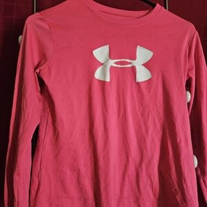 Under Armour Pink Long Sleeve Kids Tee Medium
